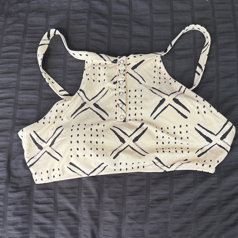 Aerie Beige and Black Patterned Bikini Top